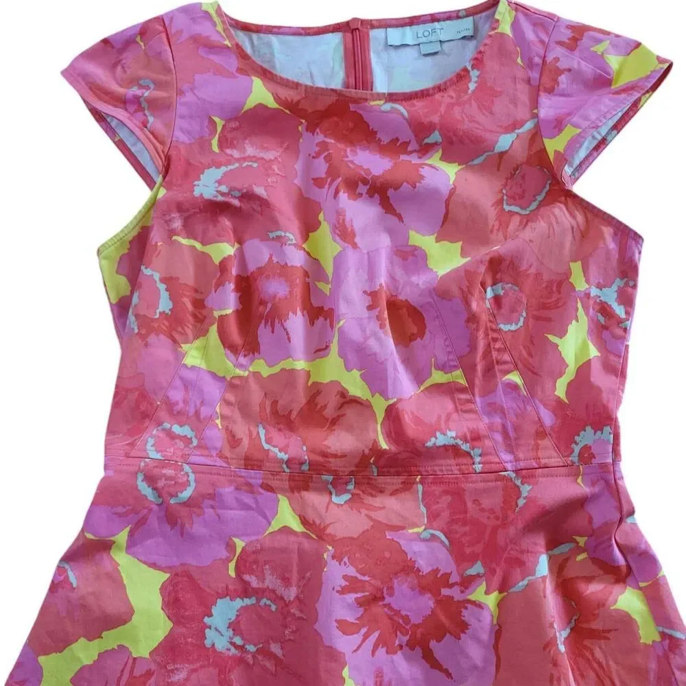 Women's Size 00 Petite Loft Dressy Top Pink, Coral, Yellow, Silver Babydoll